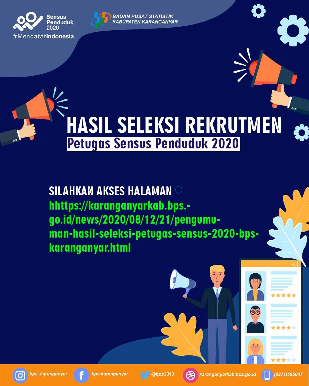 PENGUMUMAN HASIL SELEKSI PETUGAS SENSUS 2020 BPS KARANGANYAR